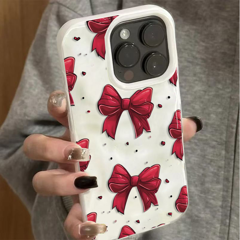 Phone Accessories Red - 白と赤のリボン柄iPhoneケース iPhone 11 12 13 14