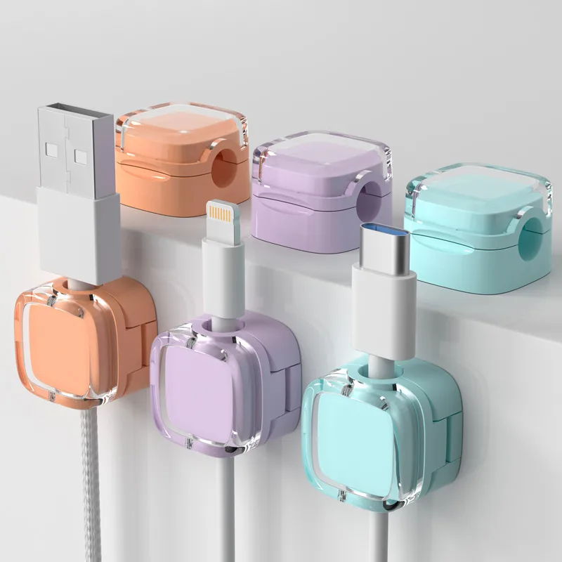 Phone Accessories Hooks - Vikefon-磁気ケーブル管理クリップ、マルチカラーコードオーガナイザー、デスク、電話データおよび充電器用の壁掛けフック、6個