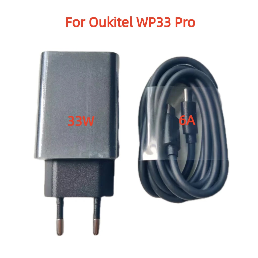 Phone Accessories Store - オリジナル33W新型Oukitel WP33 Pro RT6 WP27携帯電話ACアダプター旅行用充電器EUプラグ+6A Type-C