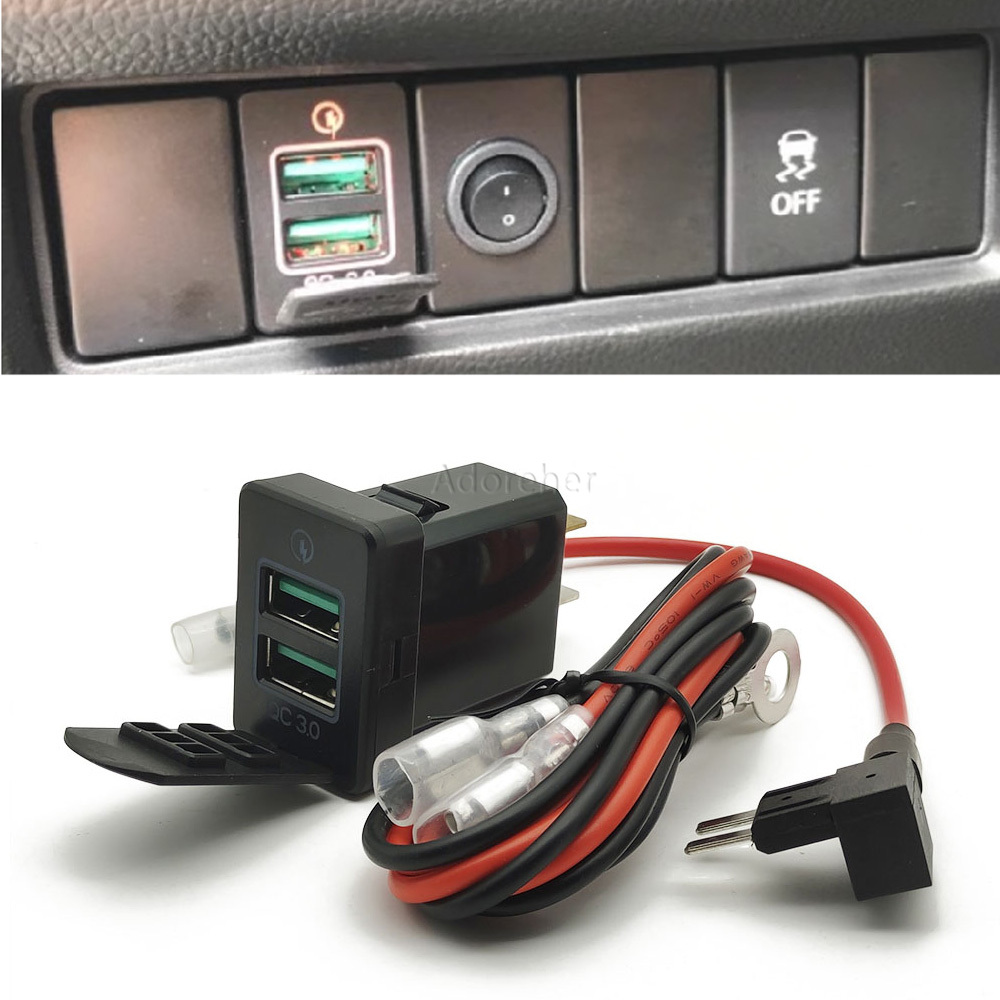 Phone Accessories Red - 1PC レッド LED 車の充電器デュアル QC3.0 USB