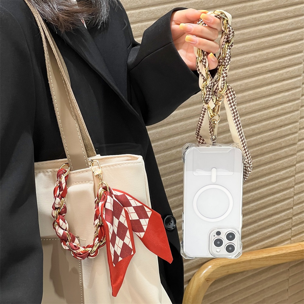 Phone Accessories And Cases - 携帯電話用ショートストラップユニバーサルシルクスカーフハンドリストストラップロープバッグチェーンペンダント携帯電話ケースアクセサリー