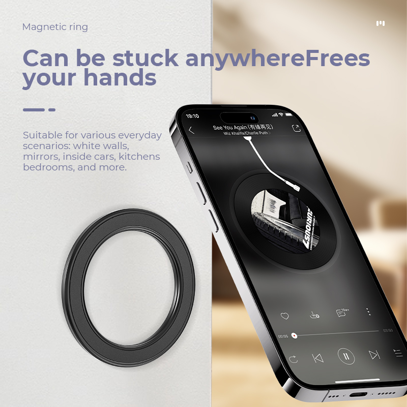 Phone Accessories Ring Holder - MagSafe対応 強力マグネットリング式スマホホルダー 粘着マグネット壁掛け携帯電話マウント 車載ダッシュボードマウント iPhone 15用
