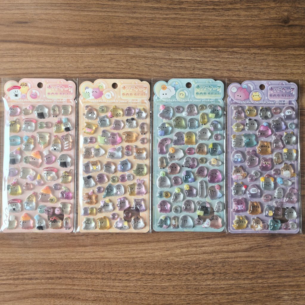 Phone Accessories Store - かわいい透明ポップシールステッカー 4 枚 - ジャーナル、電話、DIY クラフト用の愛らしい装飾品