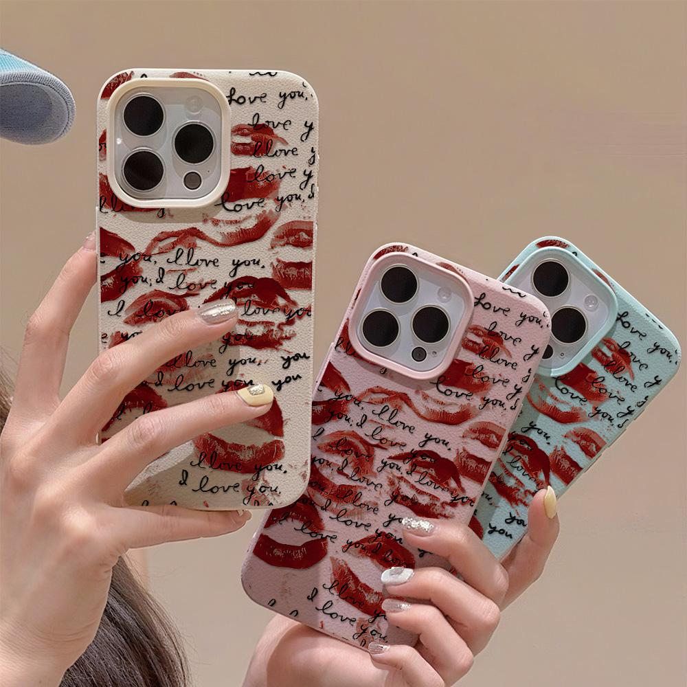 Phone Accessories Red - 鮮やかな赤い唇柄レザー風スマホケース iPhone 17 Pro Max 11