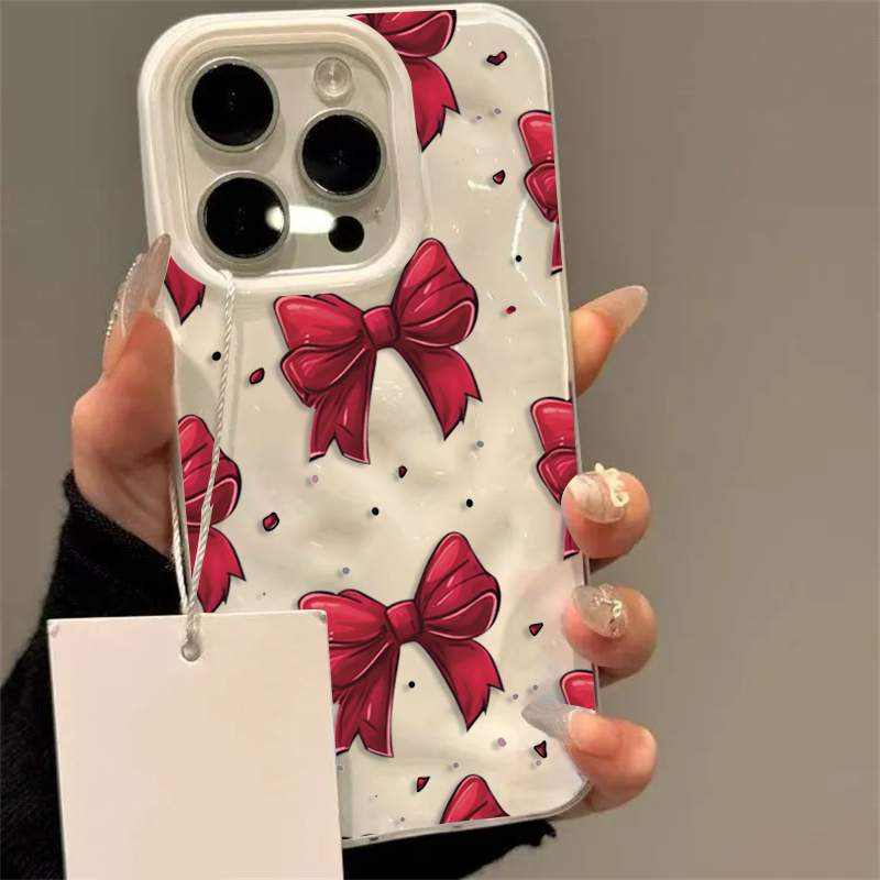 白と赤のリボン柄iPhoneケース iPhone 11 12 - Phone Accessories Red のレビューと価格