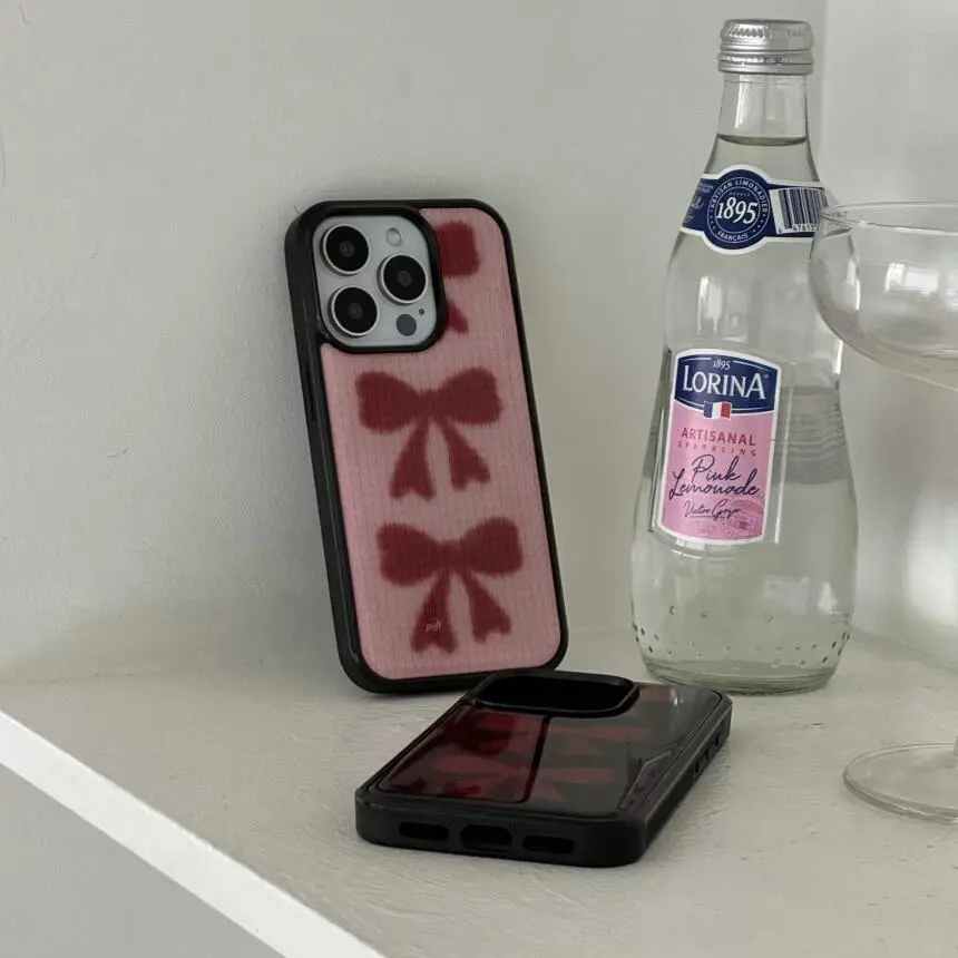 冬のフルスクリーン可愛い赤いリボン光沢のある表面のスマホケー - Phone Accessories Red のレビューと価格