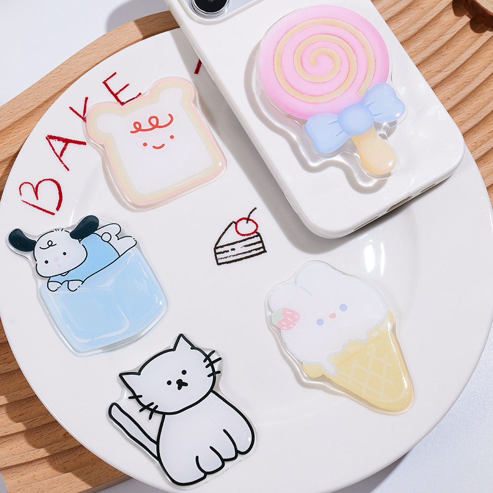 かわいい漫画柄グリップトックアクリル製折りたたみ式フィンガー - Phone Accessories Ring Holder のレビューと価格