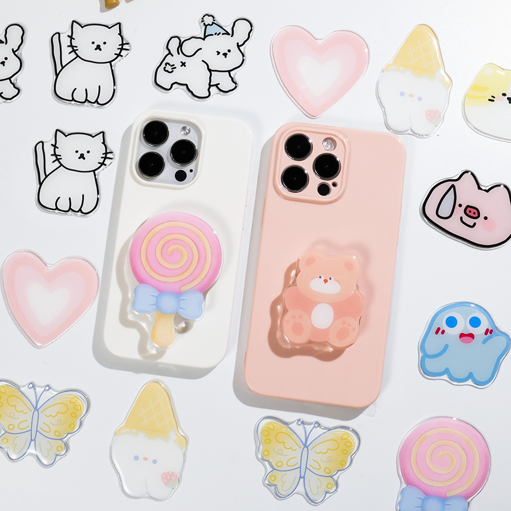 かわいい漫画柄グリップトックアクリル製折りたたみ式フィンガー - Phone Accessories Ring Holder のレビューと価格