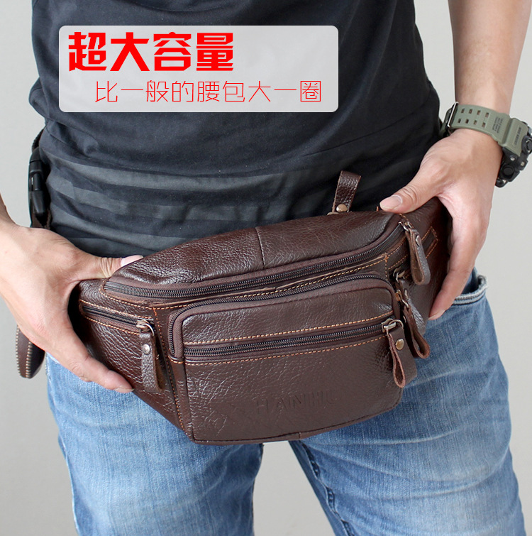 本物の牛革ウエストバッグ男性おかしいパックベルトバッグ電話ポ - Phone Accessories For Men のレビューと価格