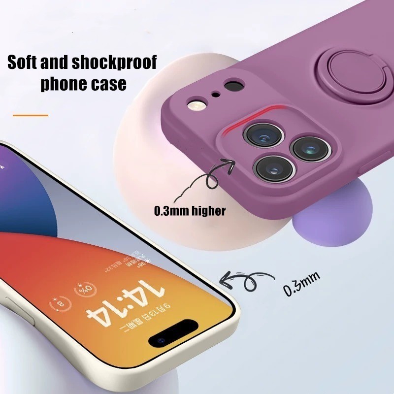 液体シリコンリングスタンド付きマグネット式iPhoneケース - Phone Accessories Ring Holder のレビューと価格
