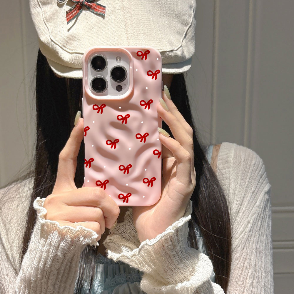 3D水波紋レッドハートプリントiPhoneケース iPhon - Phone Accessories Red のレビューと価格