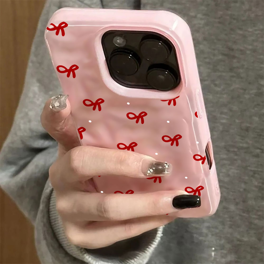 3D水波紋レッドハートプリントiPhoneケース iPhon - Phone Accessories Red のレビューと価格