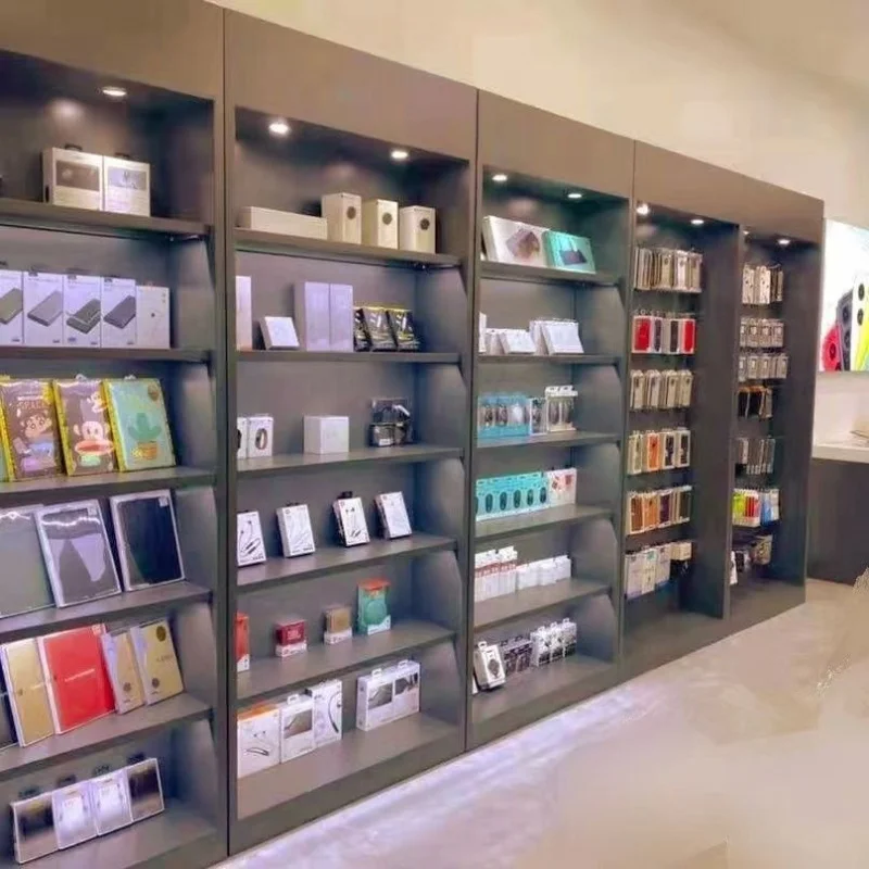 木製スラットウォール携帯電話アクセサリーキャビネット（フック - Phone Accessories Store のレビューと価格