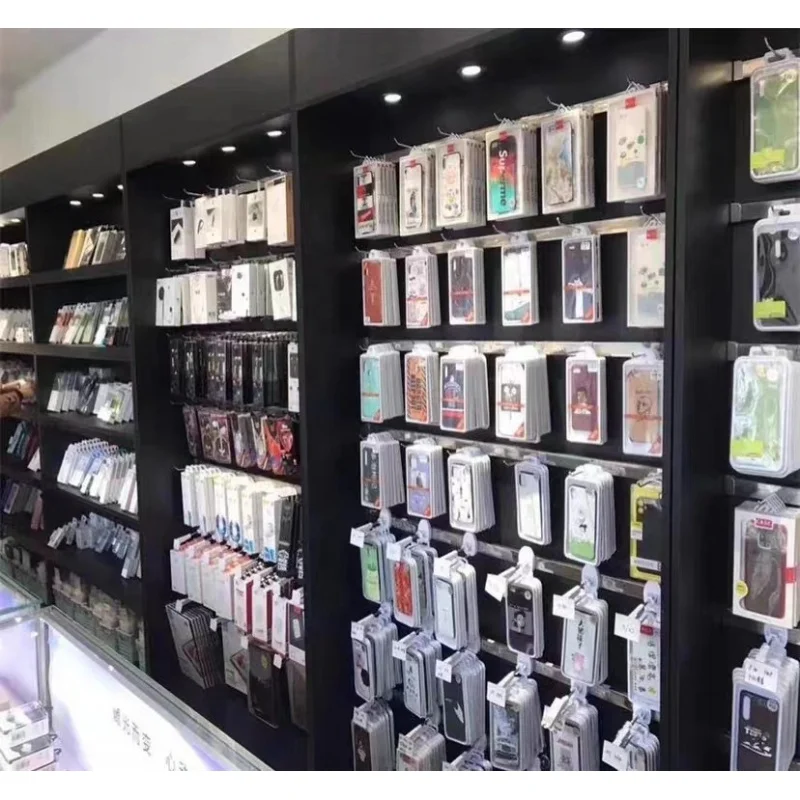 木製スラットウォール携帯電話アクセサリーキャビネット（フック - Phone Accessories Store のレビューと価格
