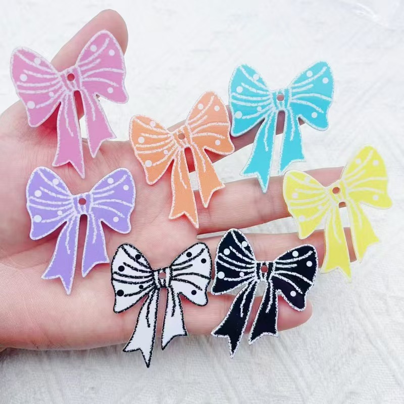10個のトレンディな新しいマルチカラーアクリルプリントボウバ - Phone Accessories Keychain のレビューと価格