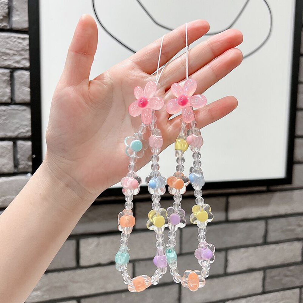 カラフルなひまわりビーズ携帯電話チェーンマカロンフラワービー - Phone Accessories Keychain のレビューと価格