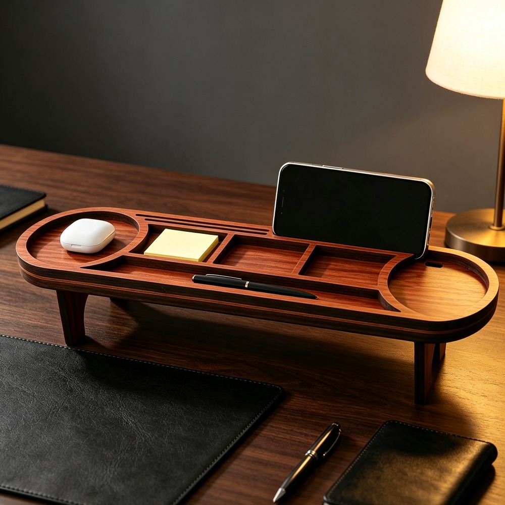 木製デスクオーガナイザー 電話スタンド付き 多機能デスクトッ - Phone Accessories Rack のレビューと価格