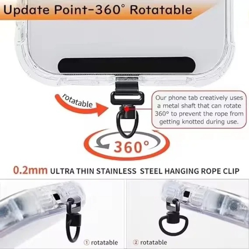 360度回転式スマホランヤードクリップ、金属製ステンレス鋼テ - Phone Accessories Ring Holder のレビューと価格