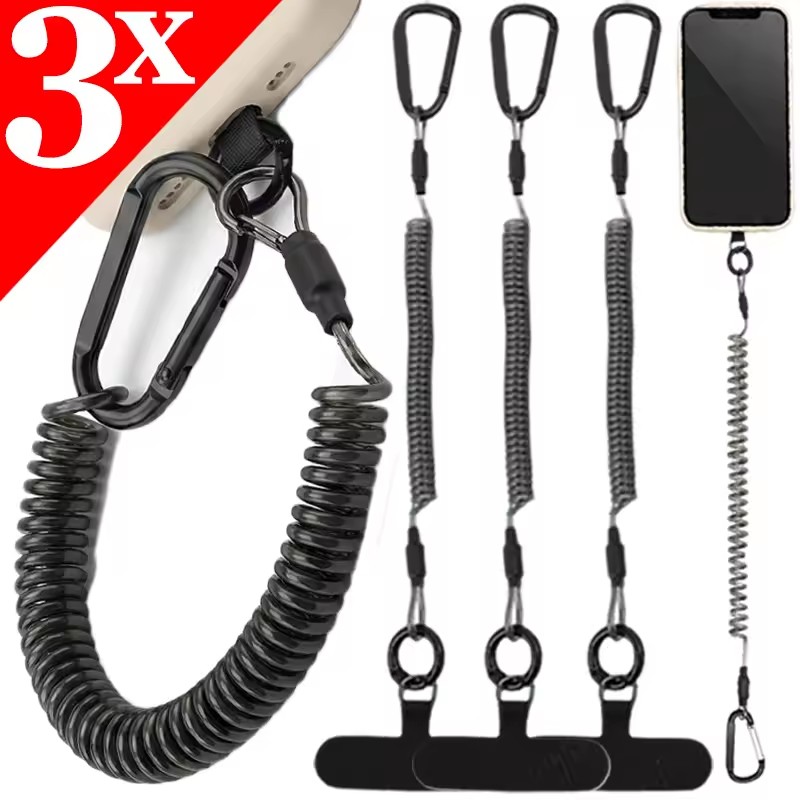 紛失防止フレキシブル電話ロープ、スプリング式格納式安全ライン - Phone Accessories Keychain のレビューと価格