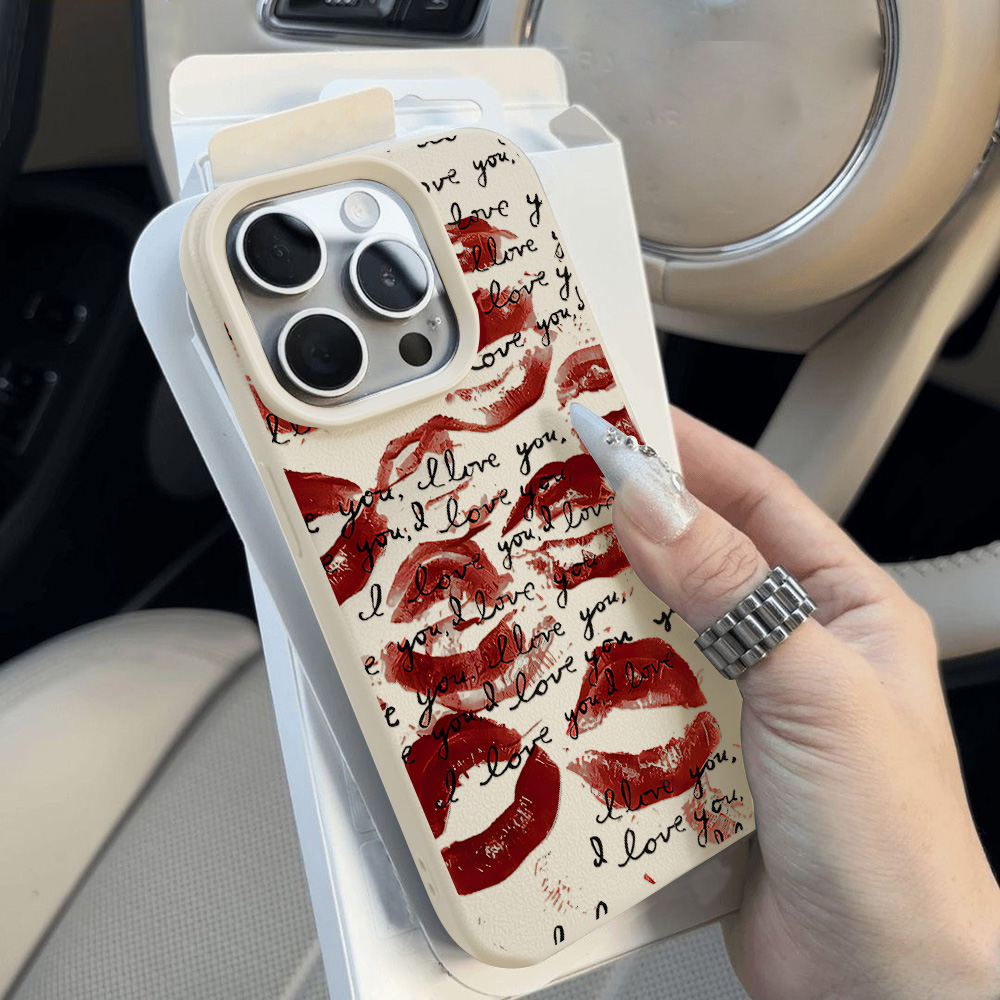 鮮やかな赤い唇柄レザー風スマホケース iPhone 17 P - Phone Accessories Red のレビューと価格