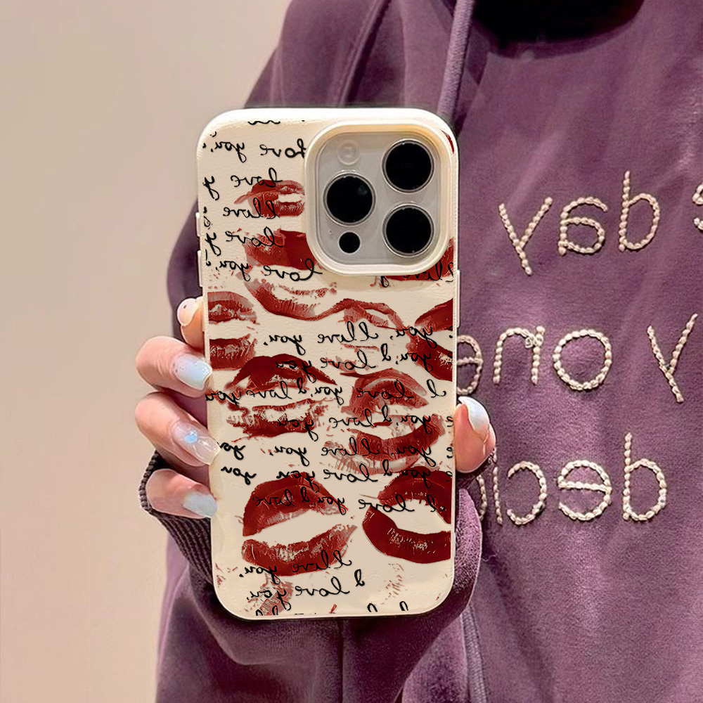 鮮やかな赤い唇柄レザー風スマホケース iPhone 17 P - Phone Accessories Red のレビューと価格