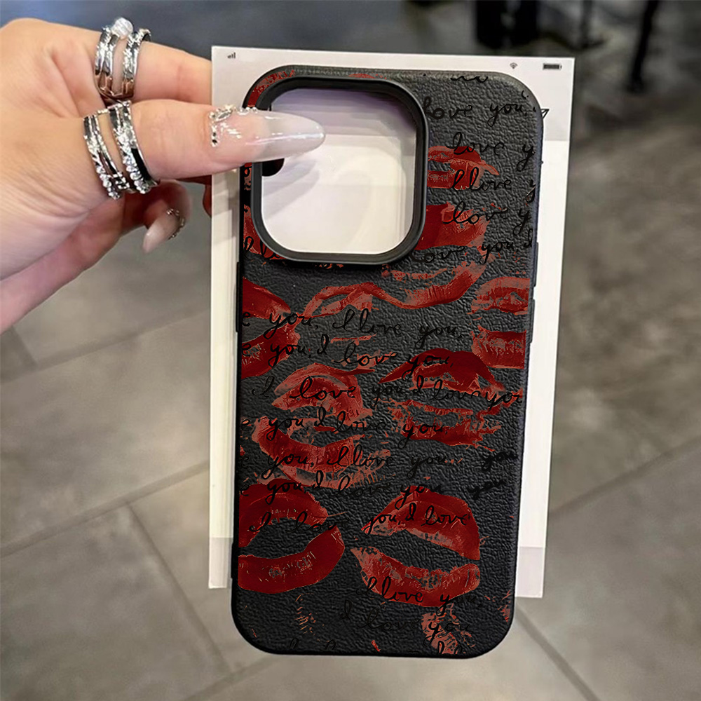 鮮やかな赤い唇柄レザー風スマホケース iPhone 17 P - Phone Accessories Red のレビューと価格
