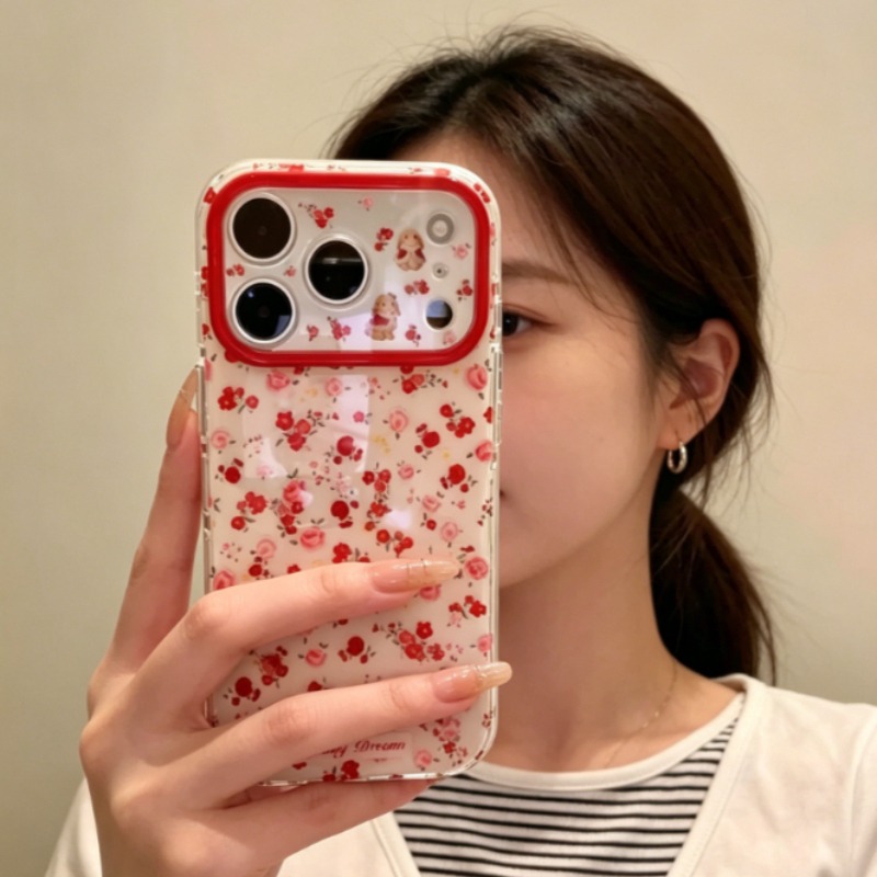 素敵な漫画風赤い花柄のiPhoneケース iPhone 1  - Phone Accessories Red のレビューと価格
