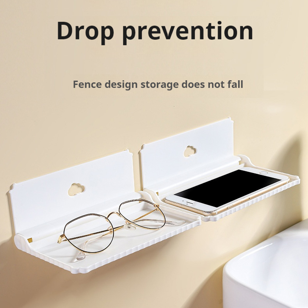 穴あけ不要の折りたたみ式壁掛け収納棚、自己粘着式ミニウォール - Phone Accessories Hooks のレビューと価格