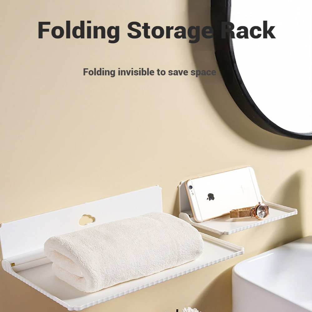 穴あけ不要の折りたたみ式壁掛け収納棚、自己粘着式ミニウォール - Phone Accessories Hooks のレビューと価格
